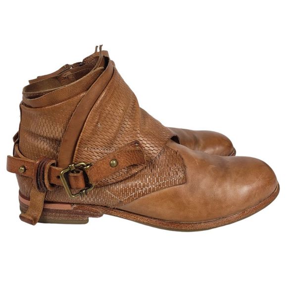 Free People Shoes - A.S. 98 x Free People Leather Ankle Boots Buckle Strap Booties 38